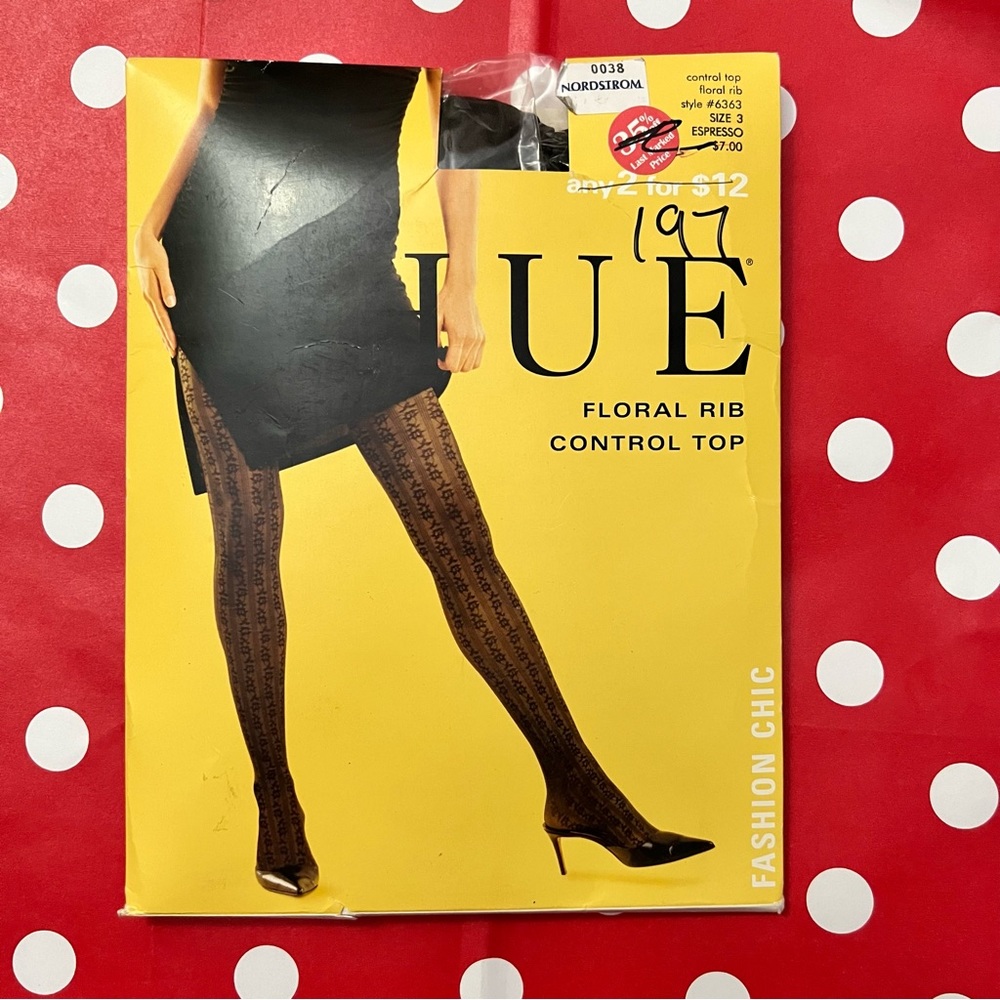 Vintage Hue floral rib control top pantyhose